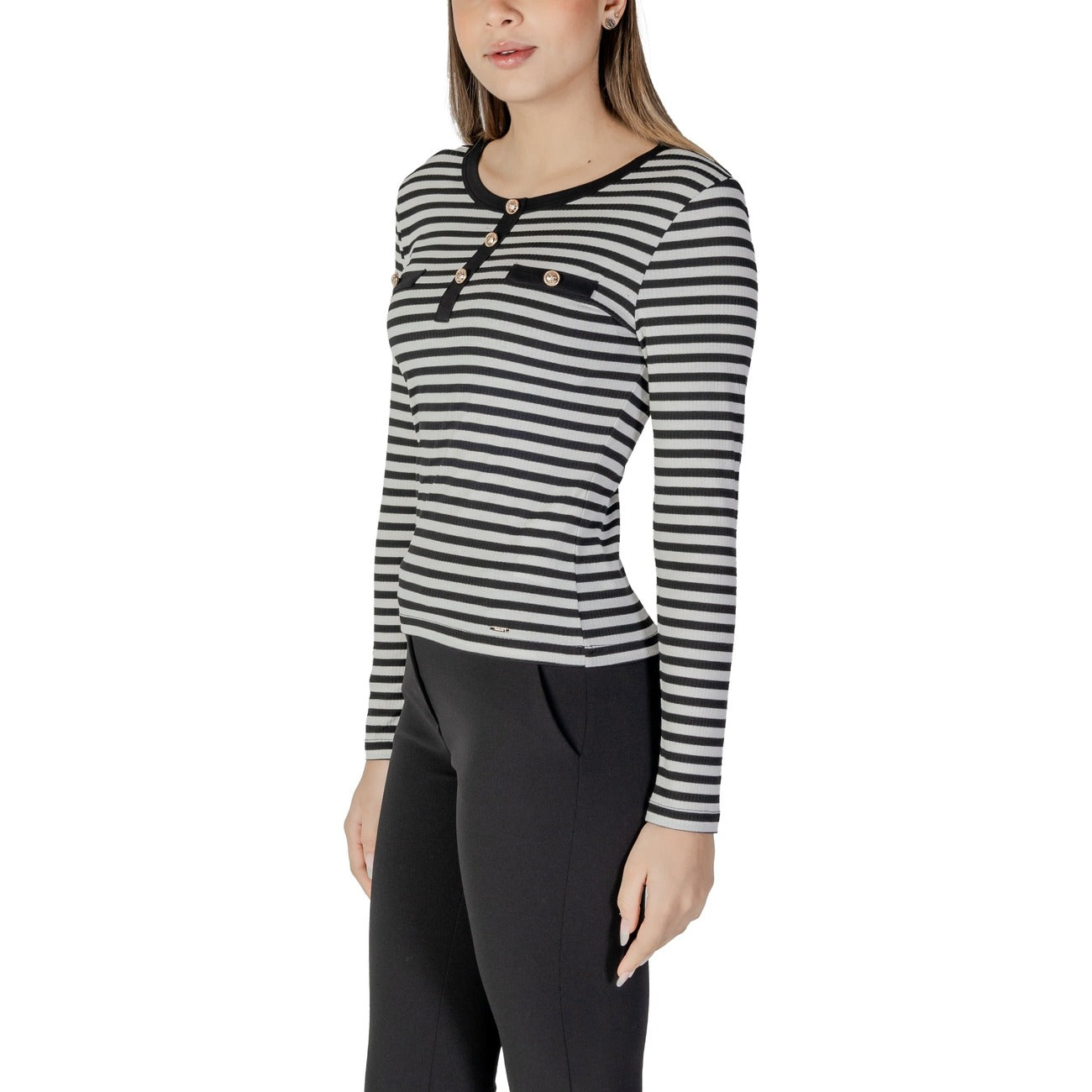 Morgan De Toi Maglia Donna Bianco Righe Scollo Tondo Manica Lunga Poliestere Viscosa Primavera Estate 251-TSCOOP