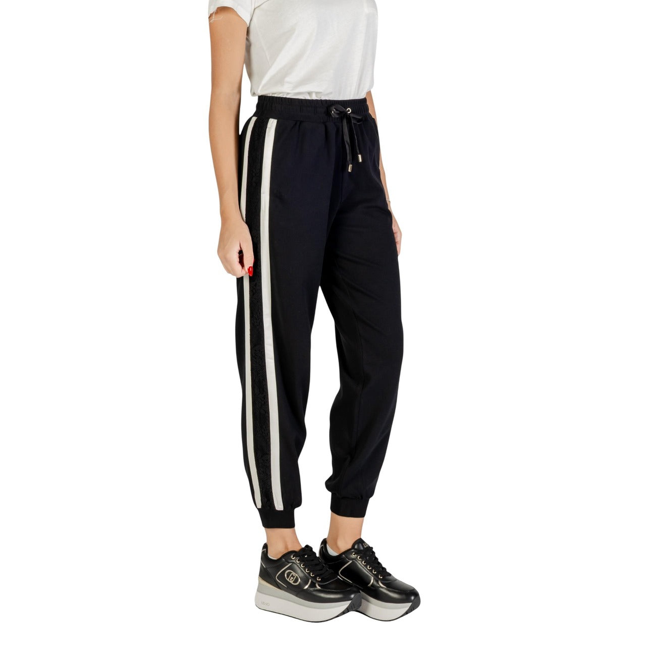 Liu Jo Women's Black Cotton Elastane Sweatpants - Elegant Casual Style
