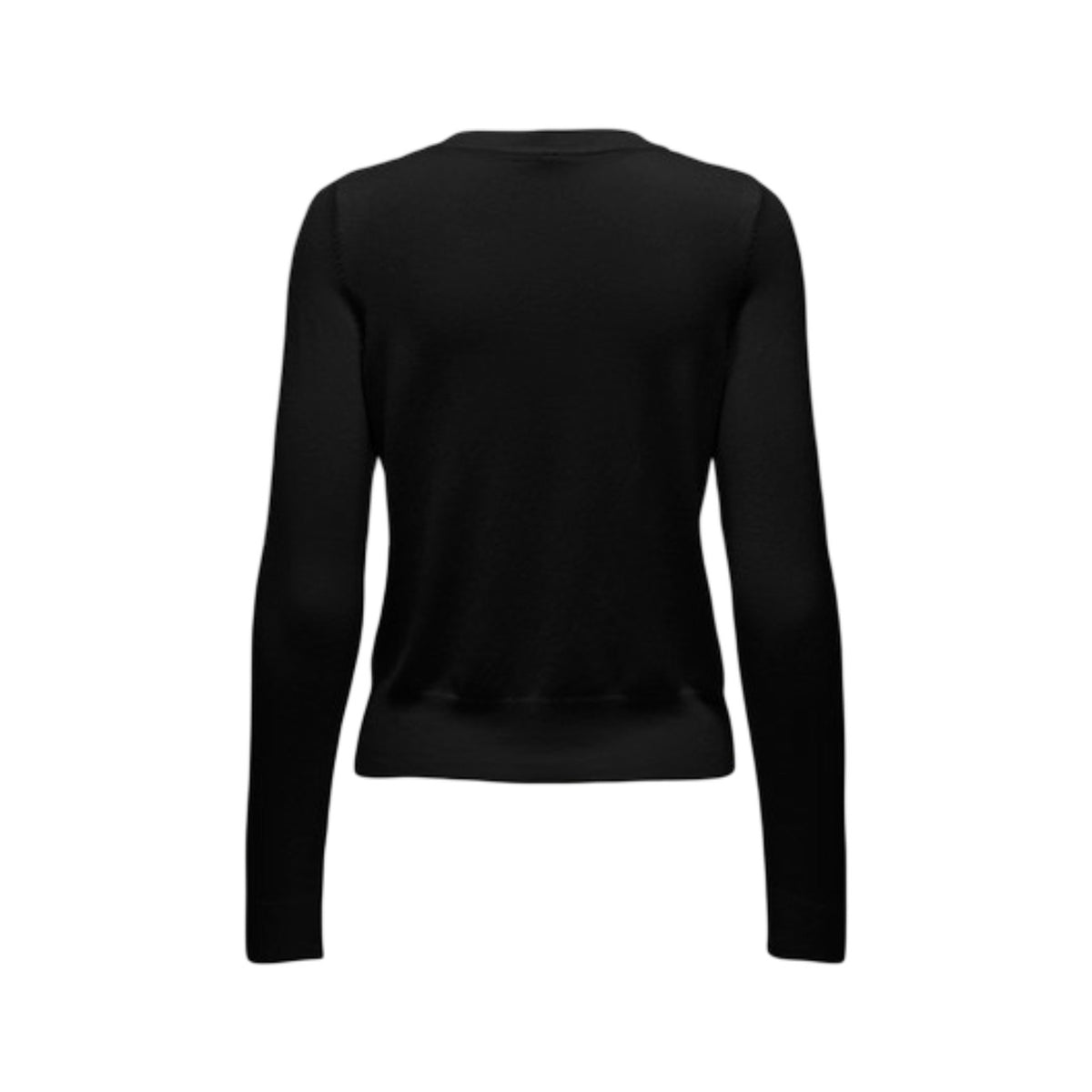 Maglione nero Only Onlvenice con scollo decorato da punti luce e taglio cut-out, maniche lunghe e tessuto morbido in viscosa e nylon. Vista posteriore