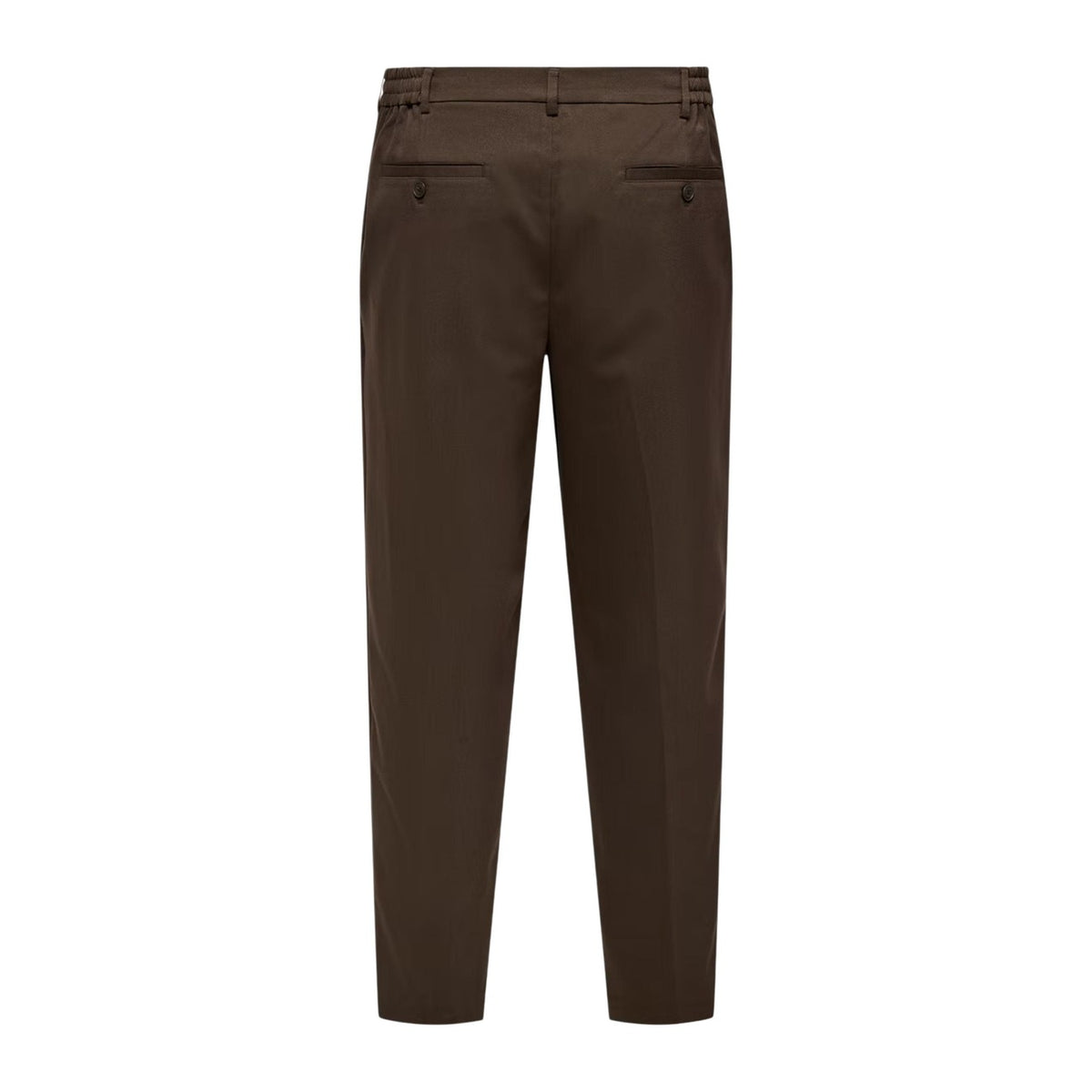 Pantaloni eleganti marroni uomo Only & Sons Onsmiro 22035160. Pantaloni da cerimonia e formali in poliestere riciclato e viscosa con taglio sartoriale, pinces, chiusura con zip e bottone.