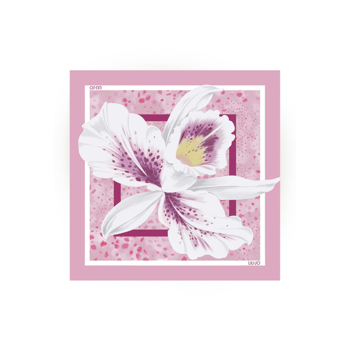 Sciarpa Liu Jo donna rosa chiaro quadrata con stampa floreale 100% seta - vista frontale