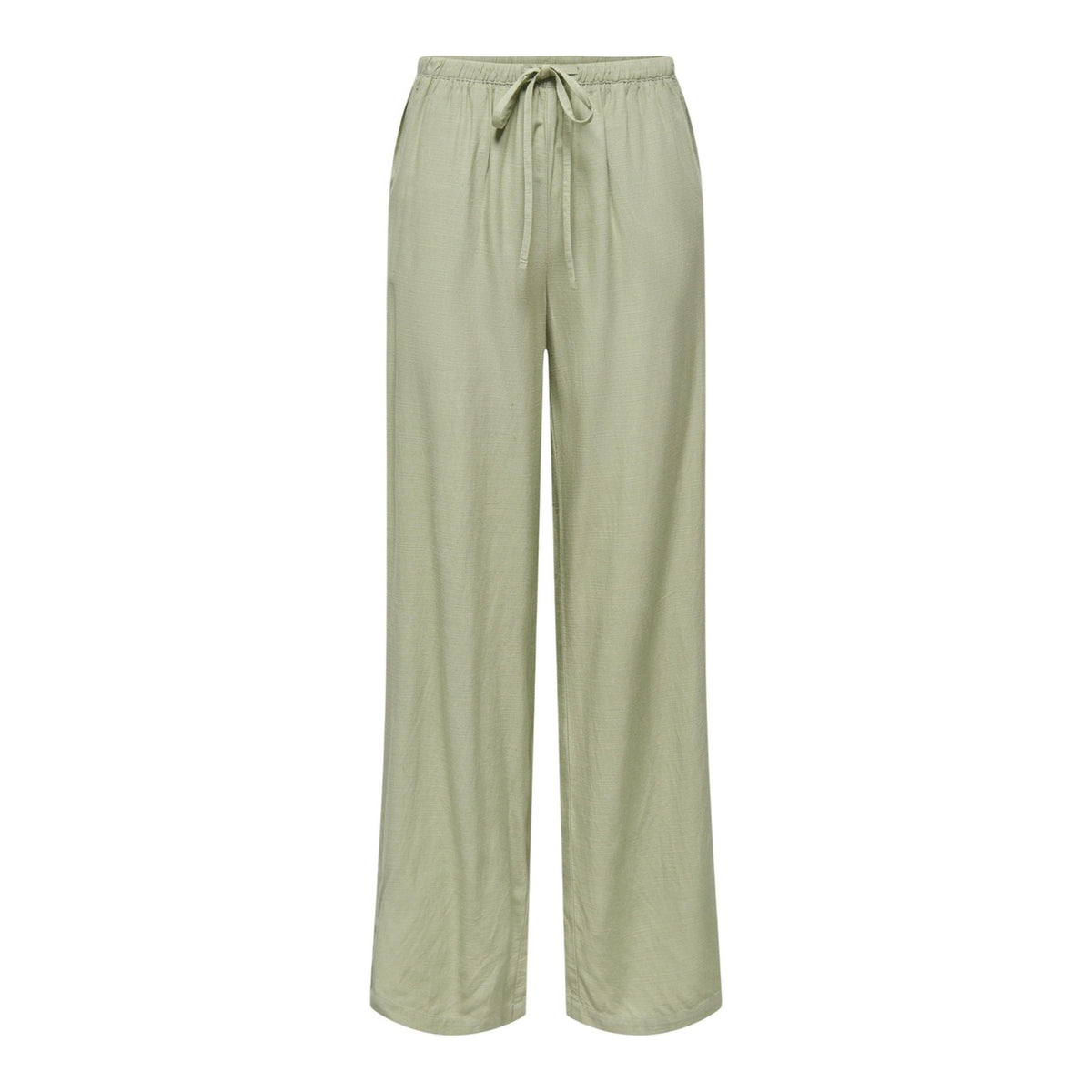 Pantaloni JDY Jdycaya; 90% viscosa 10% lino, gamba ampia, vita elastica con laccio. Modello regular wvn dia, fresco e traspirante, stile minimal contemporaneo. Colore verde