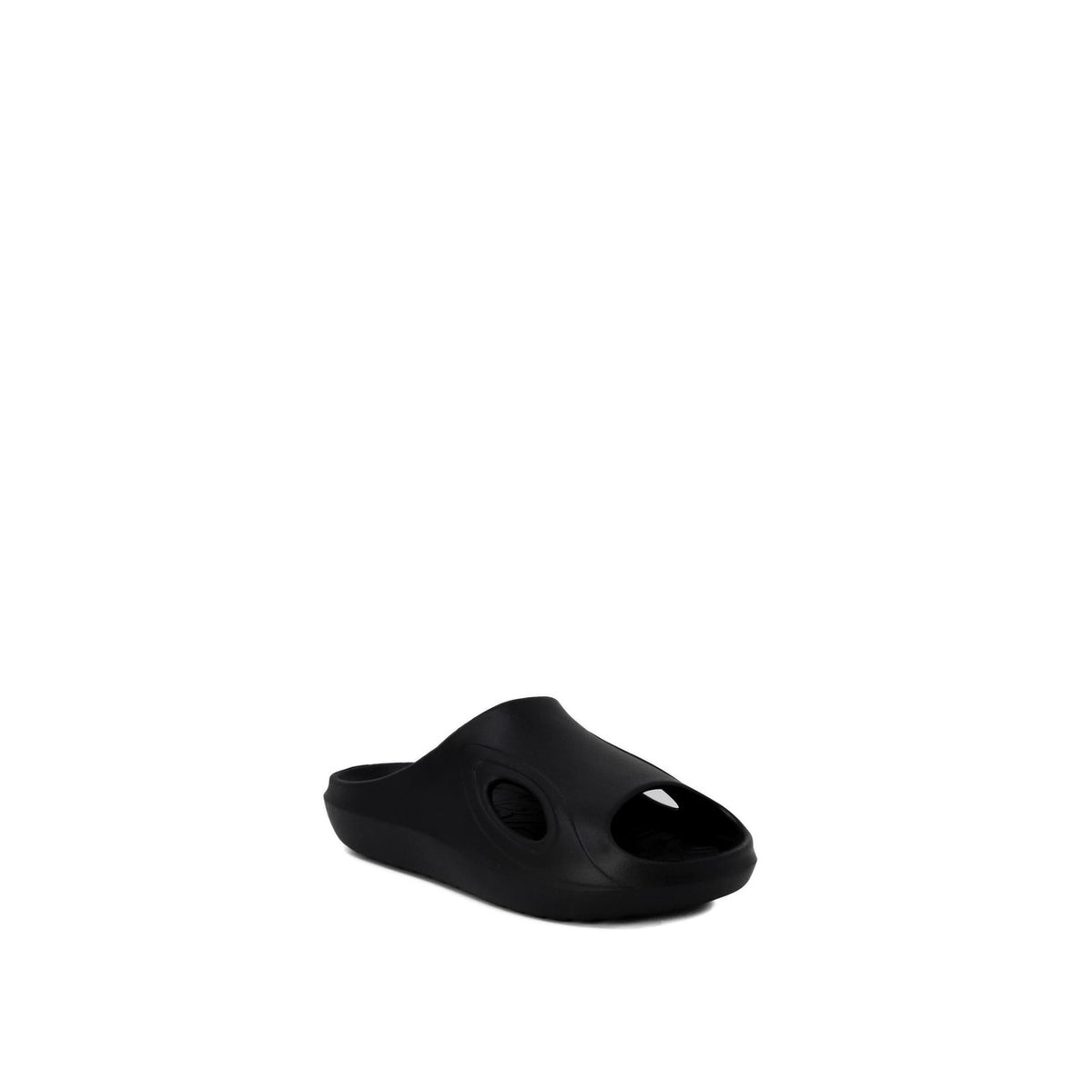 Antony Morato Grayson Slipper, ciabatte nere a fascia con aperture laterali; struttura ergonomica in materiale sintetico resistente, stile minimalista e massimo comfort estivo. Vista frontale