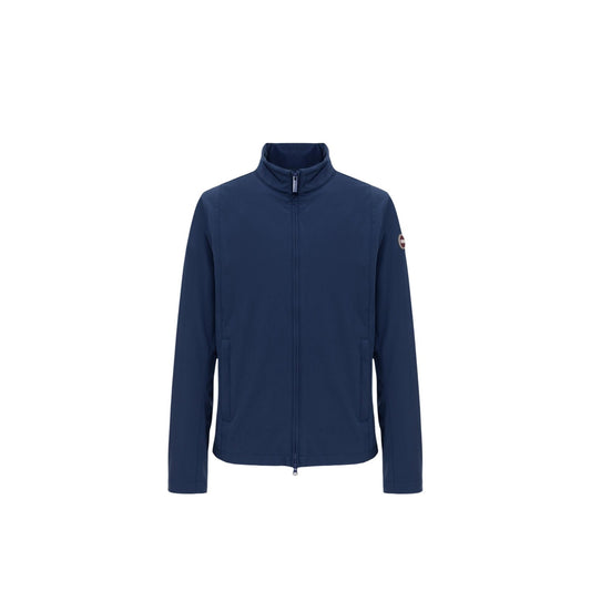 Giacca Colmar Originals blu navy uomo 1816N 6WV. Giambotto leggero antipioggia da uomo blu scuro in softshell stretch idrorepellente e antivento, giacca senza imbottitura mezza stagione con zip doppio cursore e coulisse, stile casual sportivo.