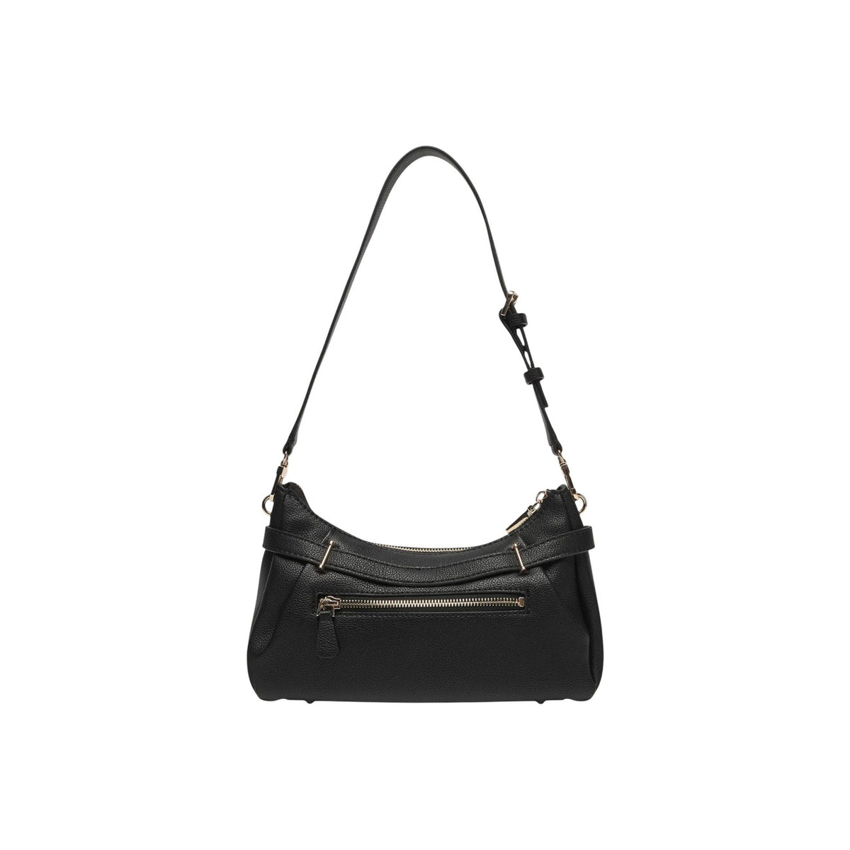 Borsa Guess Yesba Shoulder Bag; 100% Poliuretano Nero. Metalleria dorata, chiusura con cerniera, tasche interne. Borsa donna a spalla elegante e capiente. Vista posteriore