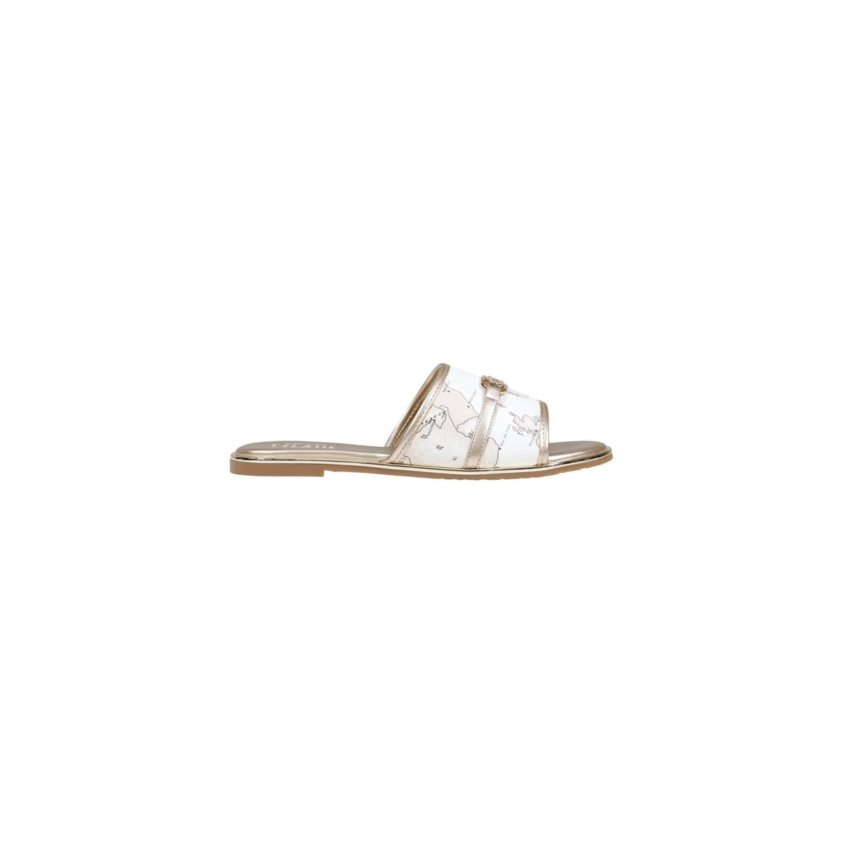 Sandali Alviero Martini Geo Classic; 100% poliuretano, fascia singola, suola piatta. Il sandalo must-have per l'estate firmato 1A Classe. Vista laterale