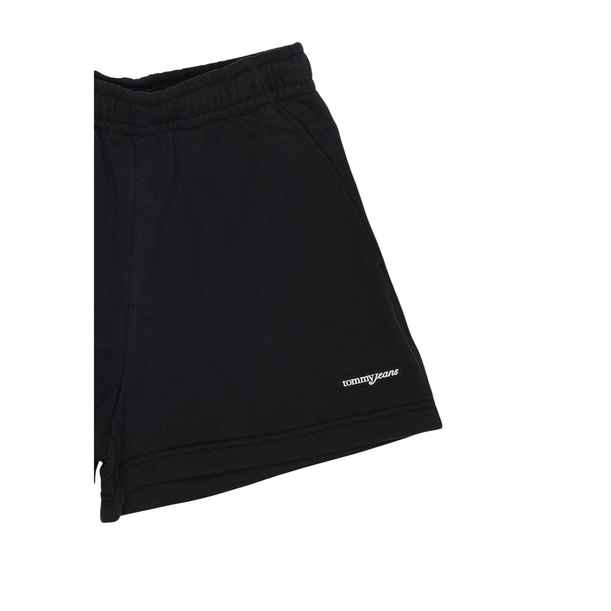 Shorts Tommy Hilfiger Jeans donna neri sportivi con logo elastico - vista frontale stesi