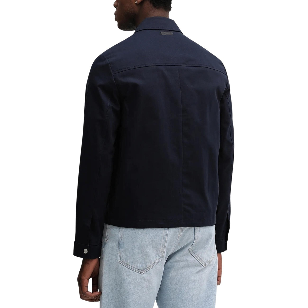 Giacca Calvin Klein uomo blu collo alto - vista posteriore retro indossata da modello