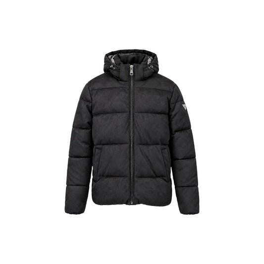 Piumino nero uomo Guess – Giacca trapuntata effetto camoscio Suede Puffa M6BL36 W4148.