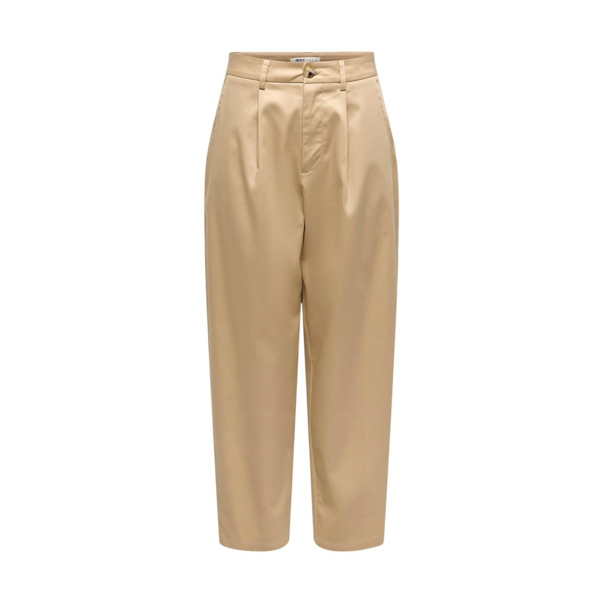 Pantaloni Barrel Chino Only; Beige. Taglio cropped alla caviglia, piega centrale, tessuto stretch resistente. Vestibilità contemporanea e confortevole. Il passe-partout 4 stagioni per ogni occasione. Frontale stesa