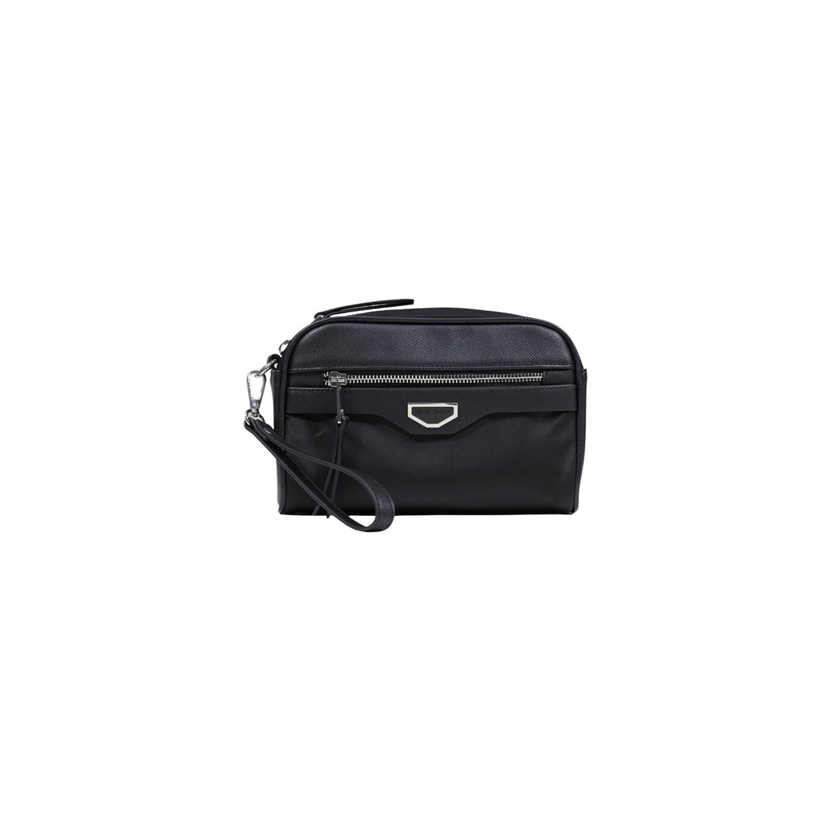 Antony Morato Pouch Nero; pochette uomo in poliammide con zip e logo. Tasca esterna, cinturino removibile, leggera e versatile. Vista frontale
