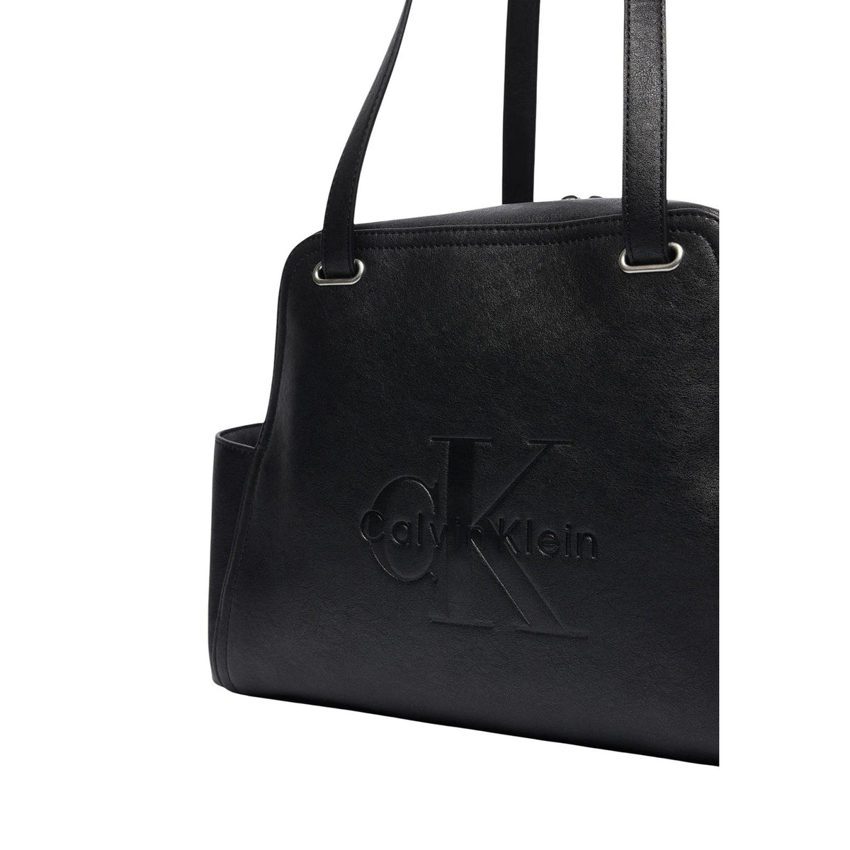 Borsa tote nero donna Calvin Klein – Shopping bag Pockets Monologo con zip LV04F3689G.