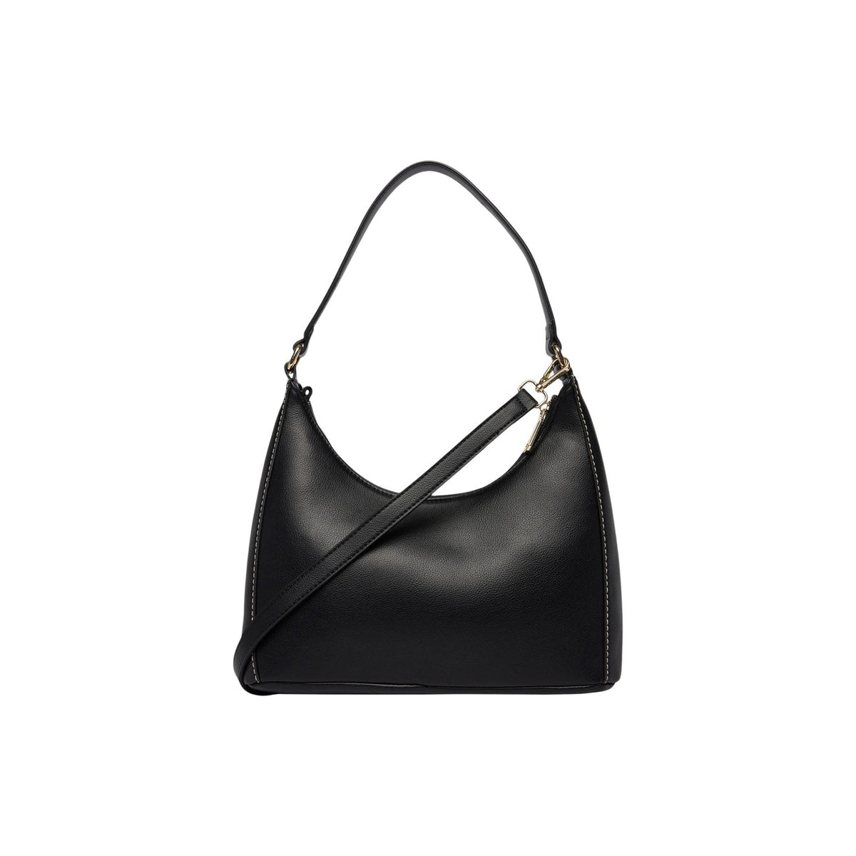 Borsa Nera Donna Valentino Bags Aury; Misure 8x19x7 cm. Tessuto 100% poliuretano con doppi manici, tracolla rimovibile e chiusura superiore con zip. Dettagli logo in metallo dorato lucido, stile elegante 4 stagioni. Posteriore con tracolla