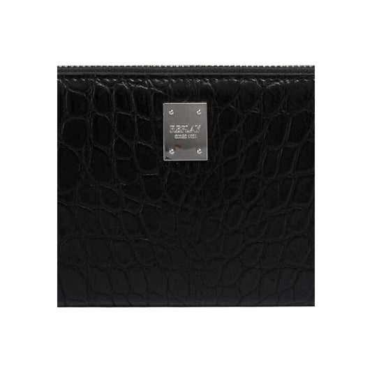 Replay Portafoglio Donna Nero con Cerniera Tasche Interne Scomparti Interni - Portafoglio Poliestere 21x10x2cm