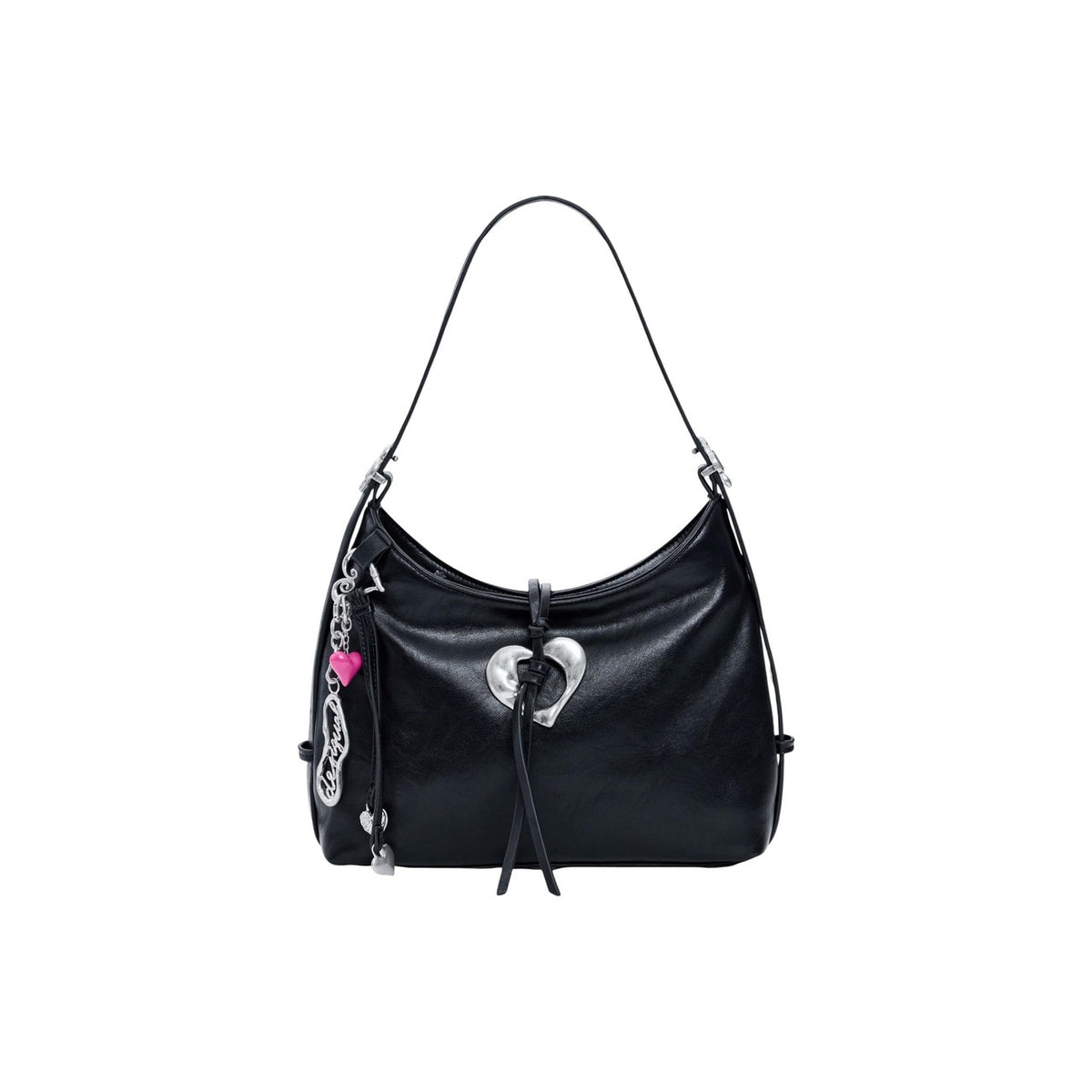 Borsa a spalla donna Desigual modello MEDIA ZALIO nera con stampa floreale e manici regolabili