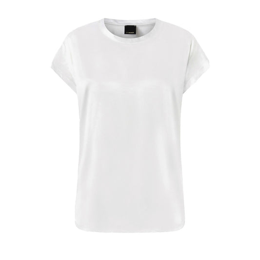Pinko Blusa Donna Bianca Manica Corta - Blusa Seta Elastan Scollo Tondo