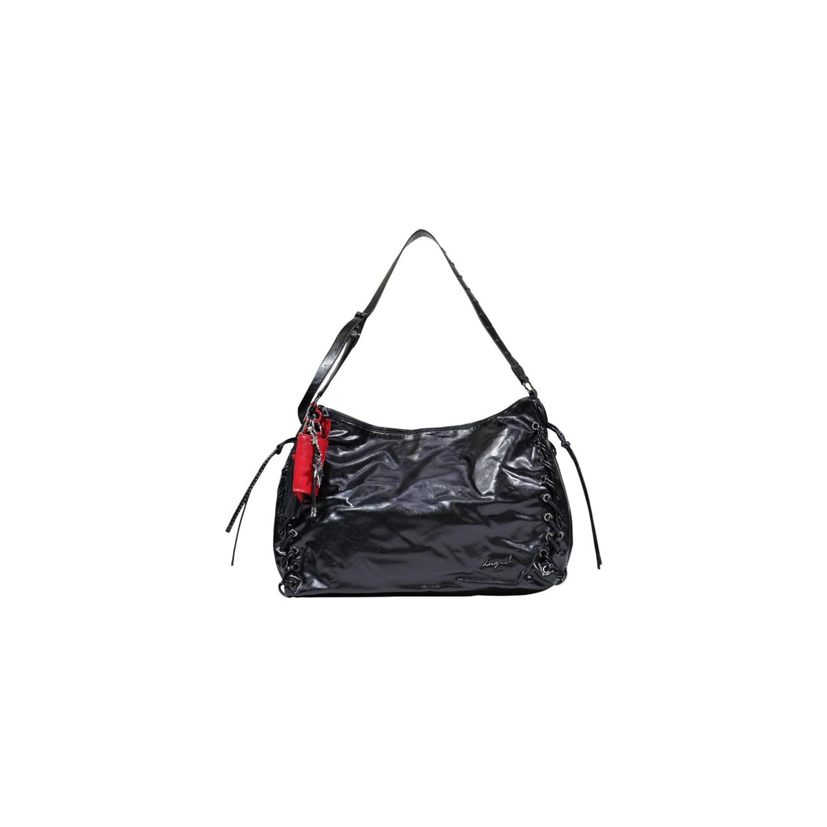 borsa grande Desigual BAG_GALAXY LEIRIA nera, realizzata in poliestere con finitura lucida.
Vista frontale