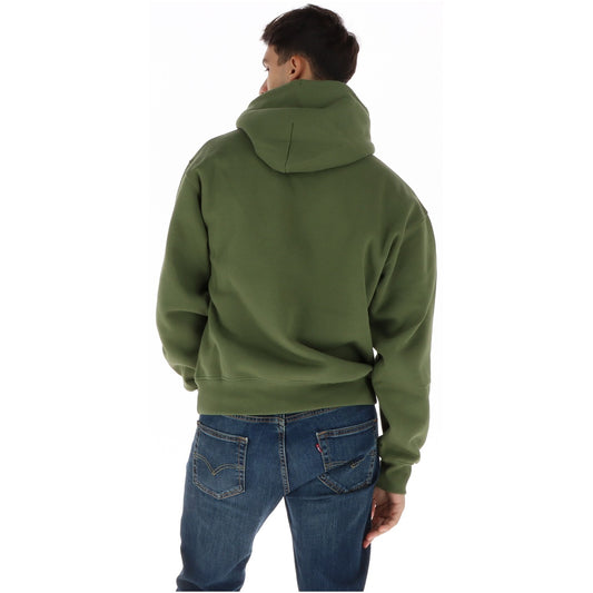 Felpa uomo Vans verde con cappuccio – Felpa relaxed fit con tasca a marsupio e logo Vans VN00105NGRK1.