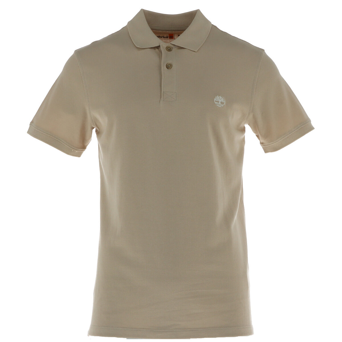 Polo uomo Timberland modello Millers River beige in piqué di cotone 97% a maniche corte con colletto classico