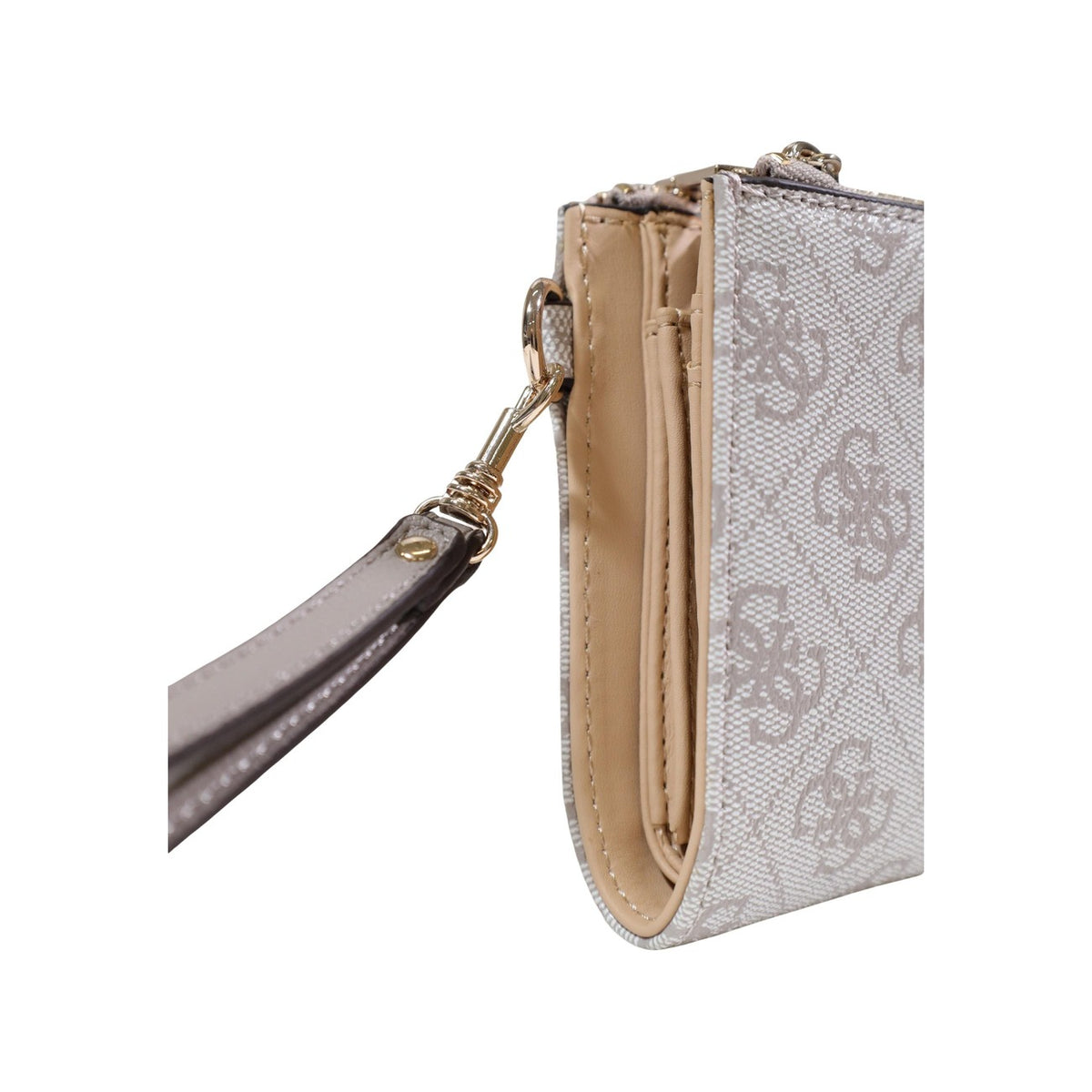 Portafoglio Donna Guess Beige con Stampa Logo con cinturino rimovibile e Tasche Interne in 100% Poliuretano