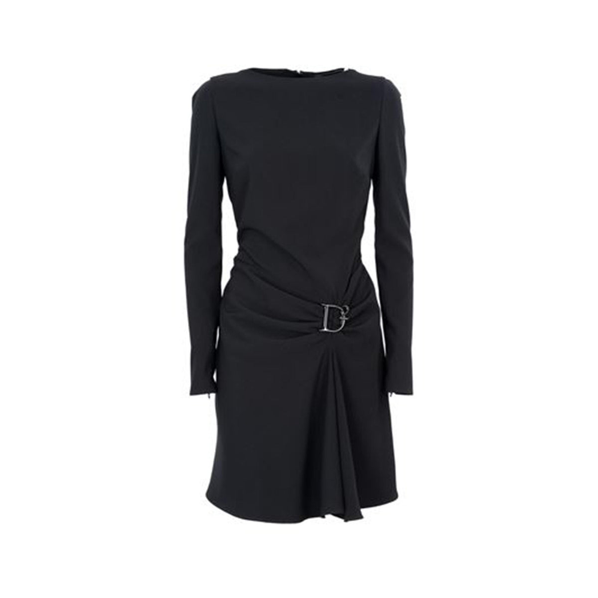 Dsquared2 Abito Corto Donna Nero con Maniche Lunghe Scollo a Barca in Poliestere 96% Elastan 4% V_28994