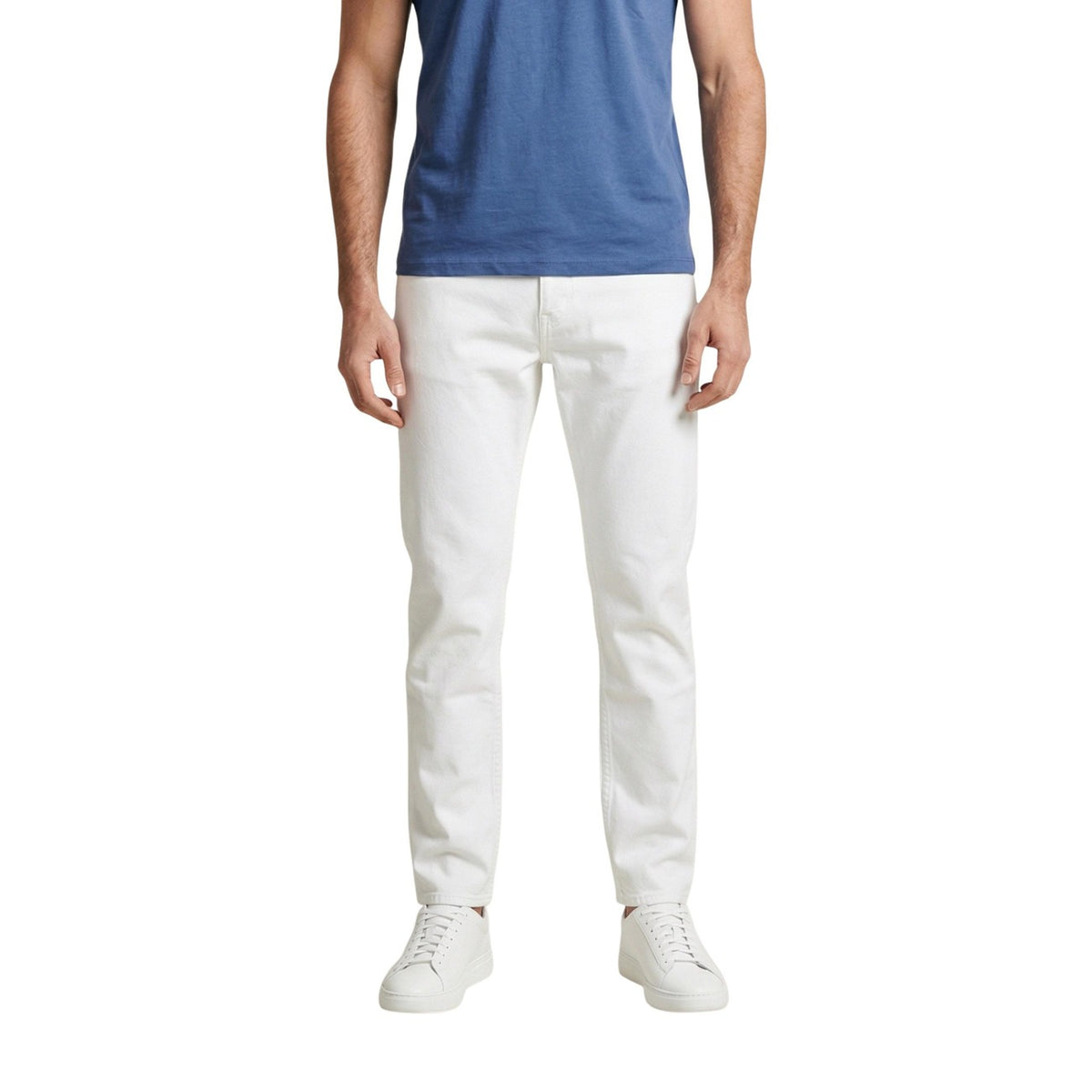 Jeans slim uomo Calvin Klein Jeans bianchi in cotone 98% con chiusura zip e bottone e tasche anteriori