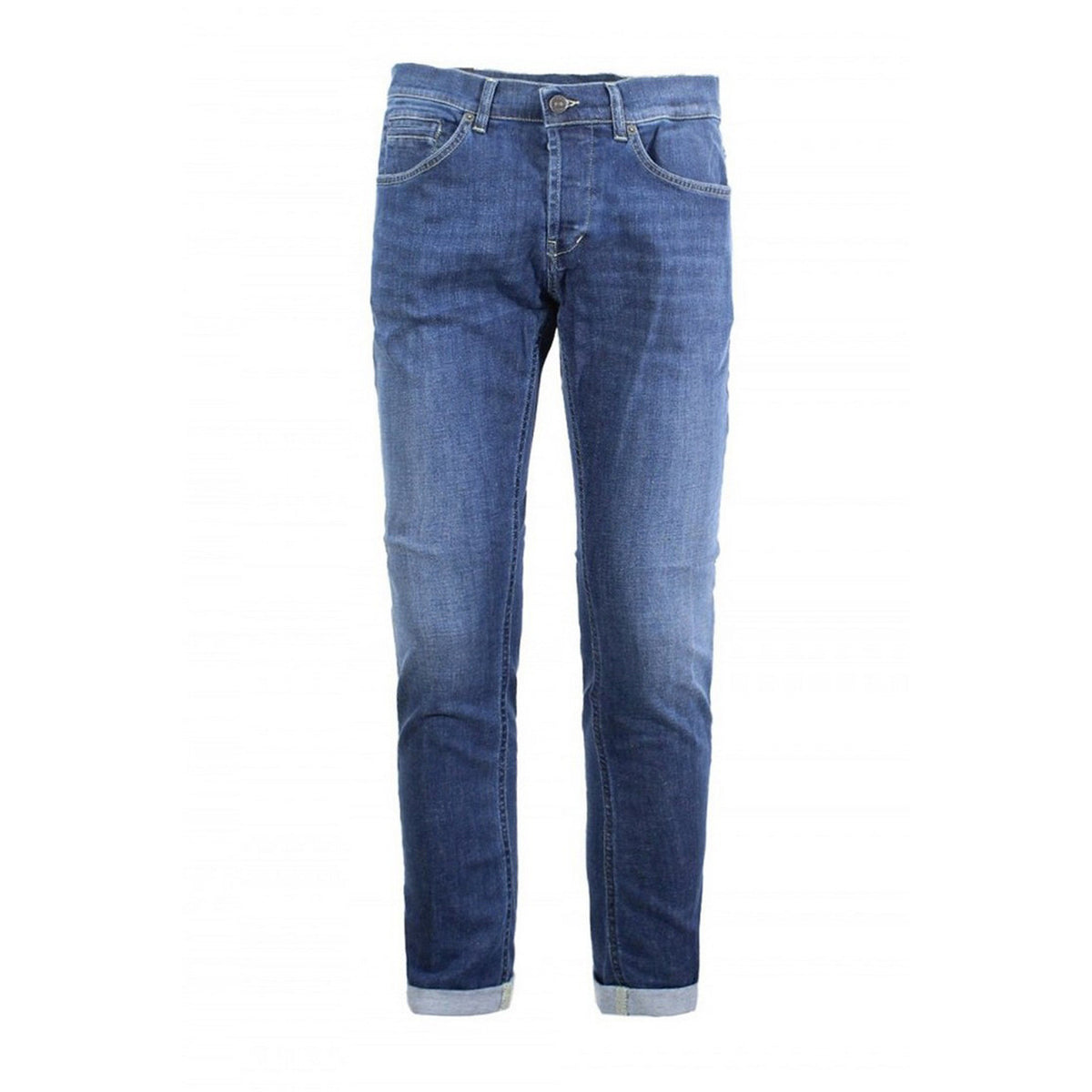 Jeans Uomo Dondup Blu con Zip e Bottone 98% Cotone 2% Elastan Primavera/Estate - Stile Italiano Elegante Vista frontale