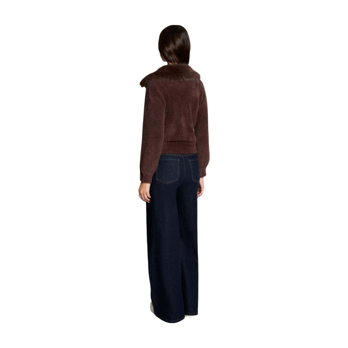Maglia donna Morgan De Toi marrone – Cardigan mezza stagione con zip e colletto 262-MBOBBY.