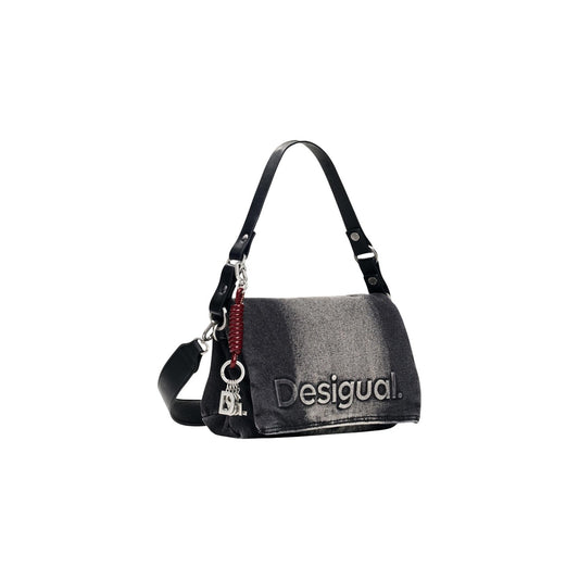Borsa a tracolla denim donna Desigual grigio scuro – Borsa in jeans lavato con logo ricamato Desigual 26WAXD08.