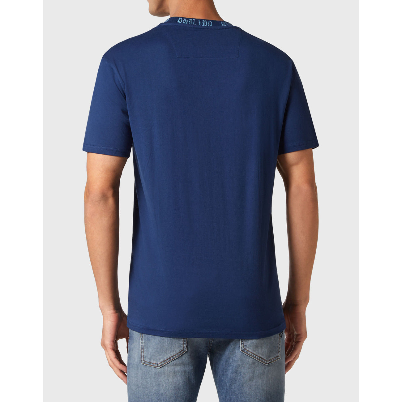Philipp Plein T-Shirt Uomo Blu Stampa Manica Corta Scollo Tondo 100% Cotone Primavera/Estate EBO_2060