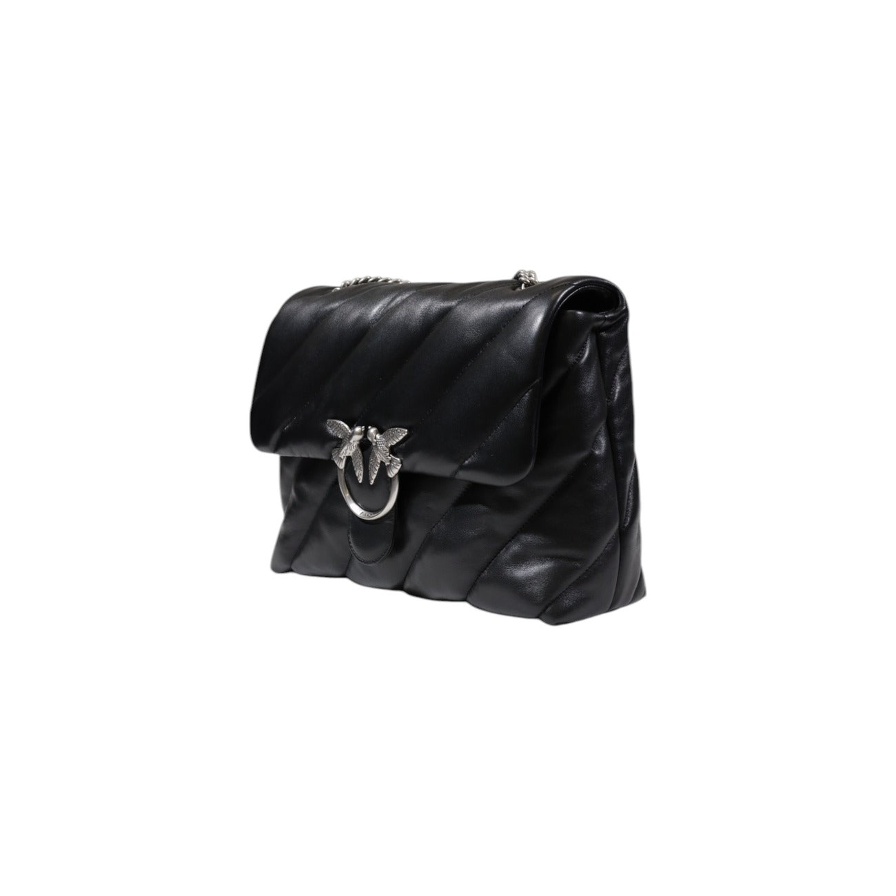 Borsa Pinko donna nera 100% pelle con chiusura a gancio - vista laterale