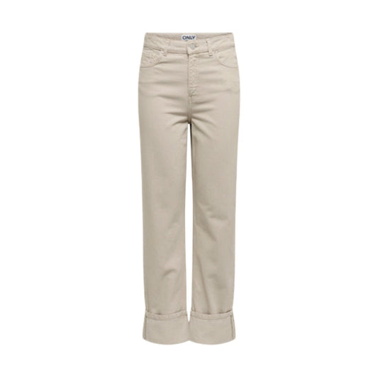 I jeans beige Only Onleverly Hw Slim St Fold-Up Cc Pnt 15364368 sono realizzati in 100% cotone. design mom e regular. Vita alta. vestibilità morbida sulle gambe. Vista frontale