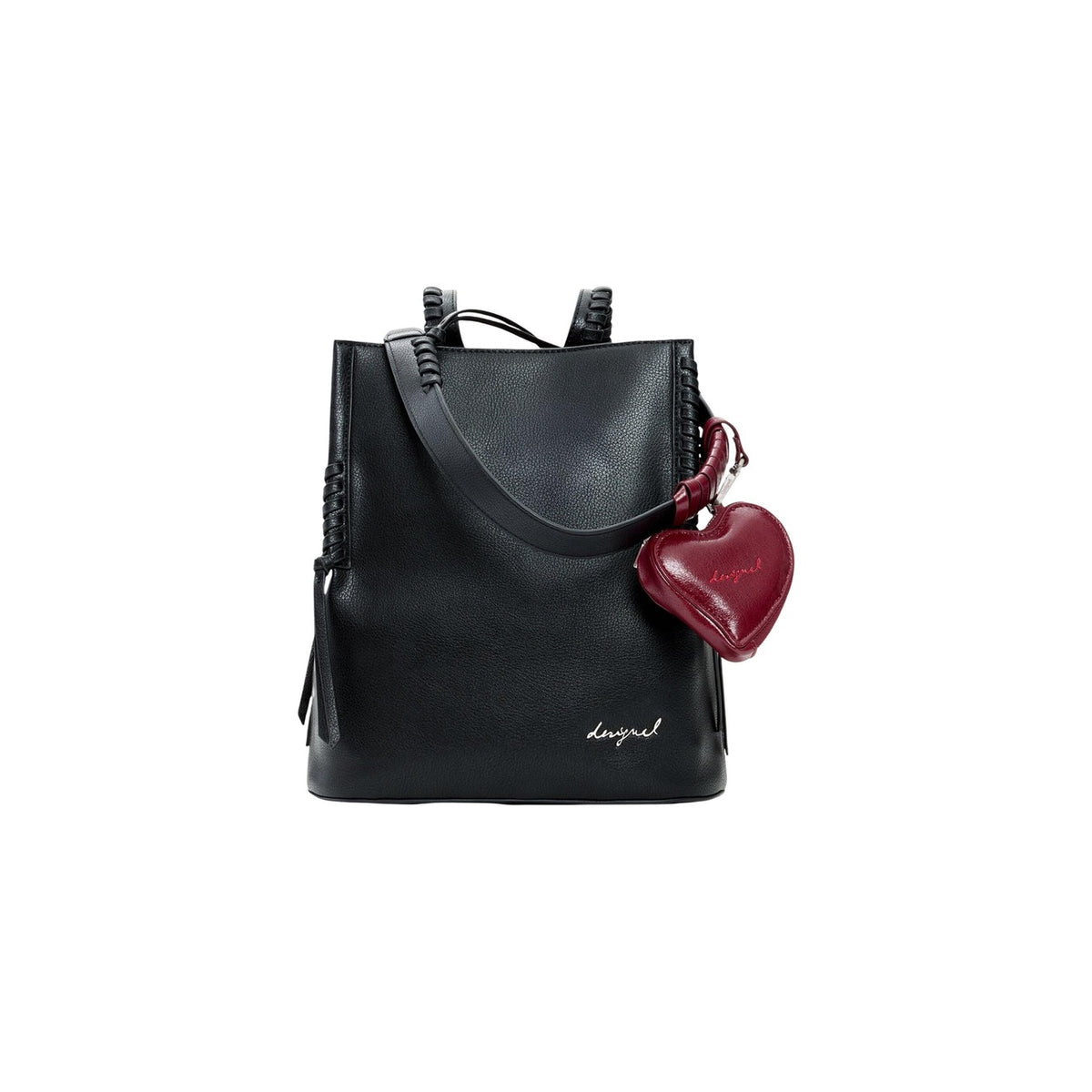 Borsa Desigual donna nera zaino con cerniera 100% poliuretano 23x29x14 cm - vista frontale