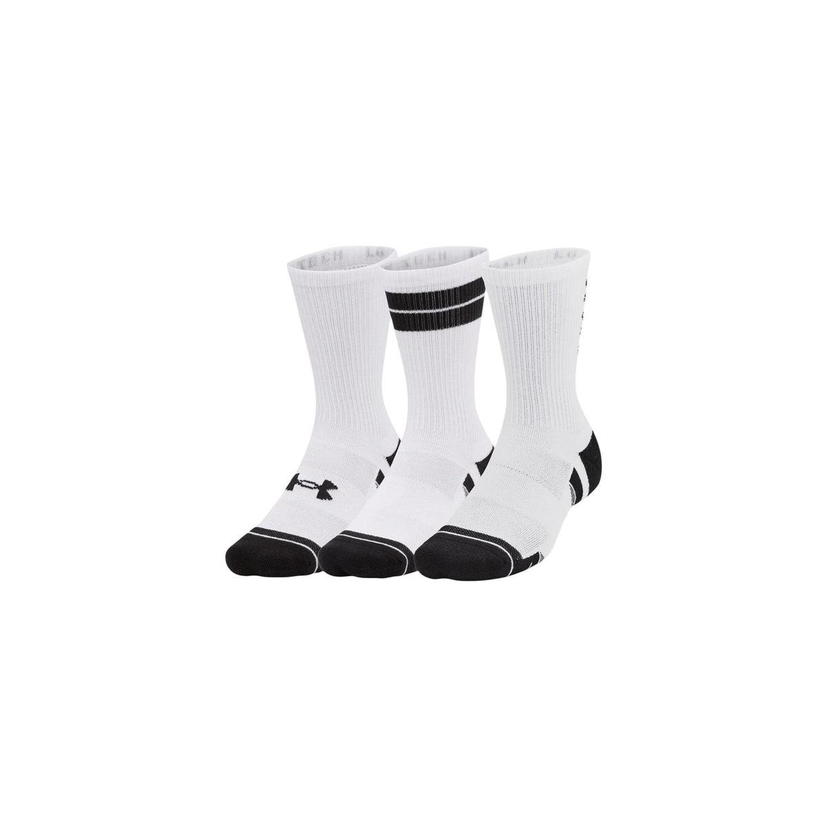 Calze Under Armour Performance Tech Crew 3 paia uomo bianche sportive 98% poliestere 2% elastan - vista frontale