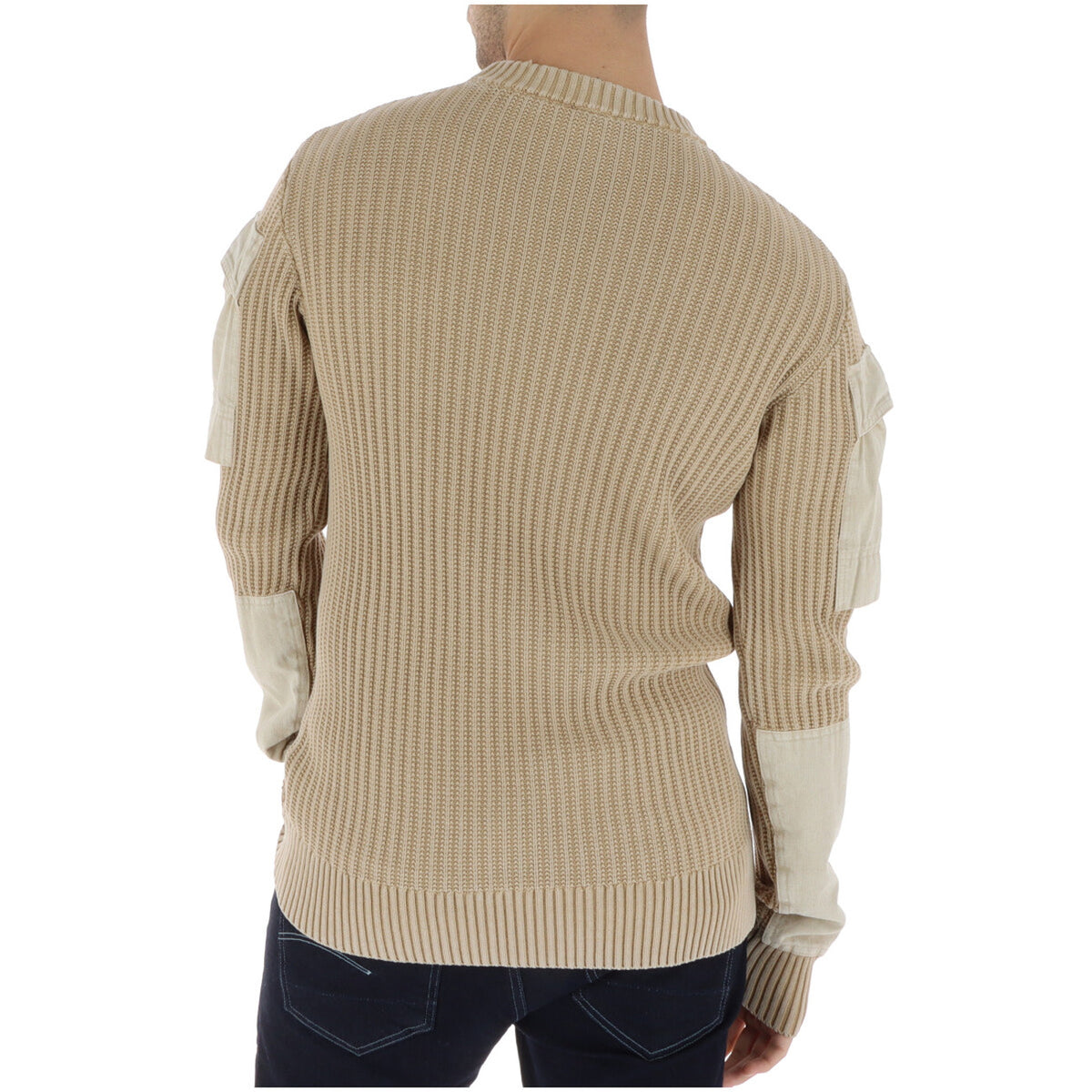G-Star Woven Mix Pullover; color crema, 100% cotone bio, tessuto pesante elasticizzato. Il maglione sostenibile dal design senza tempo. Vista posteriore