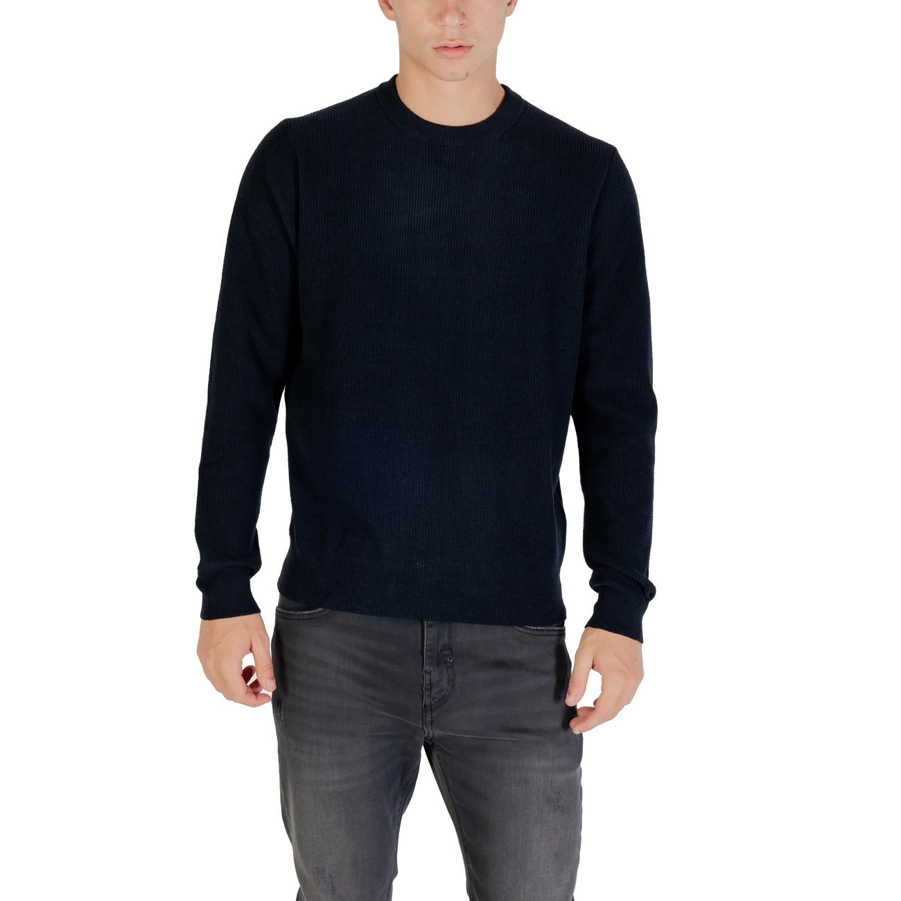 Antony Morato Maglioncino Uomo Bianco con Maniche Lunghe Scollo Tondo in Poliestere 78% Poliammide 22% MMSW01558-YA500096