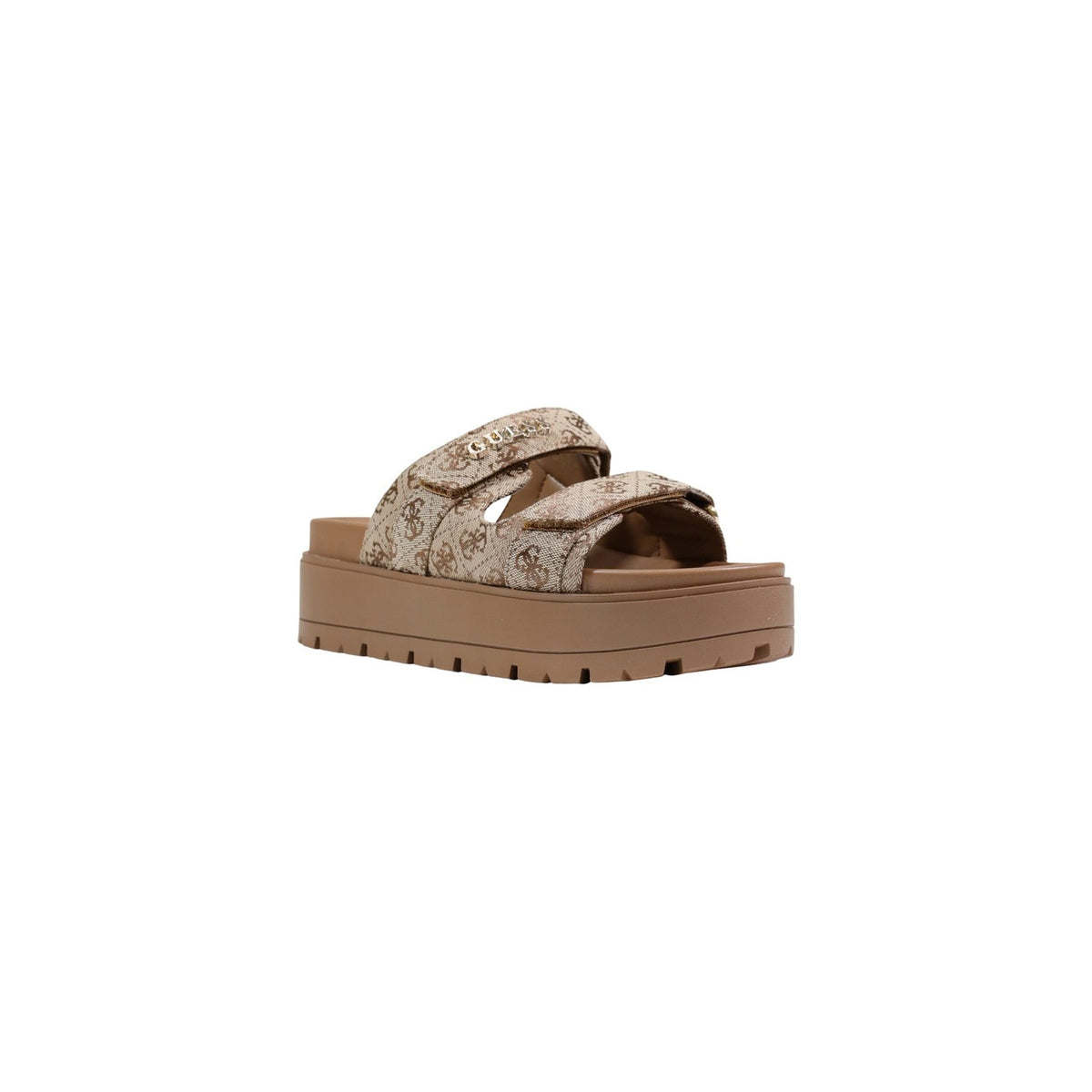 Guess Faxon2 FLJF2X FAL03, sandali donna platform con monogramma; doppia chiusura con fibbia, suola alta confortevole e design fashion-sporty di tendenza. Vista frontale