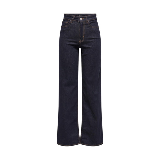 Only ONLMADISON Wide Leg Jeans; lavaggio unwashed scuro, vita alta, tessuto high-stretch. Vestibilità ampia e confortevole, stile denim premium. Vista frontale stesa