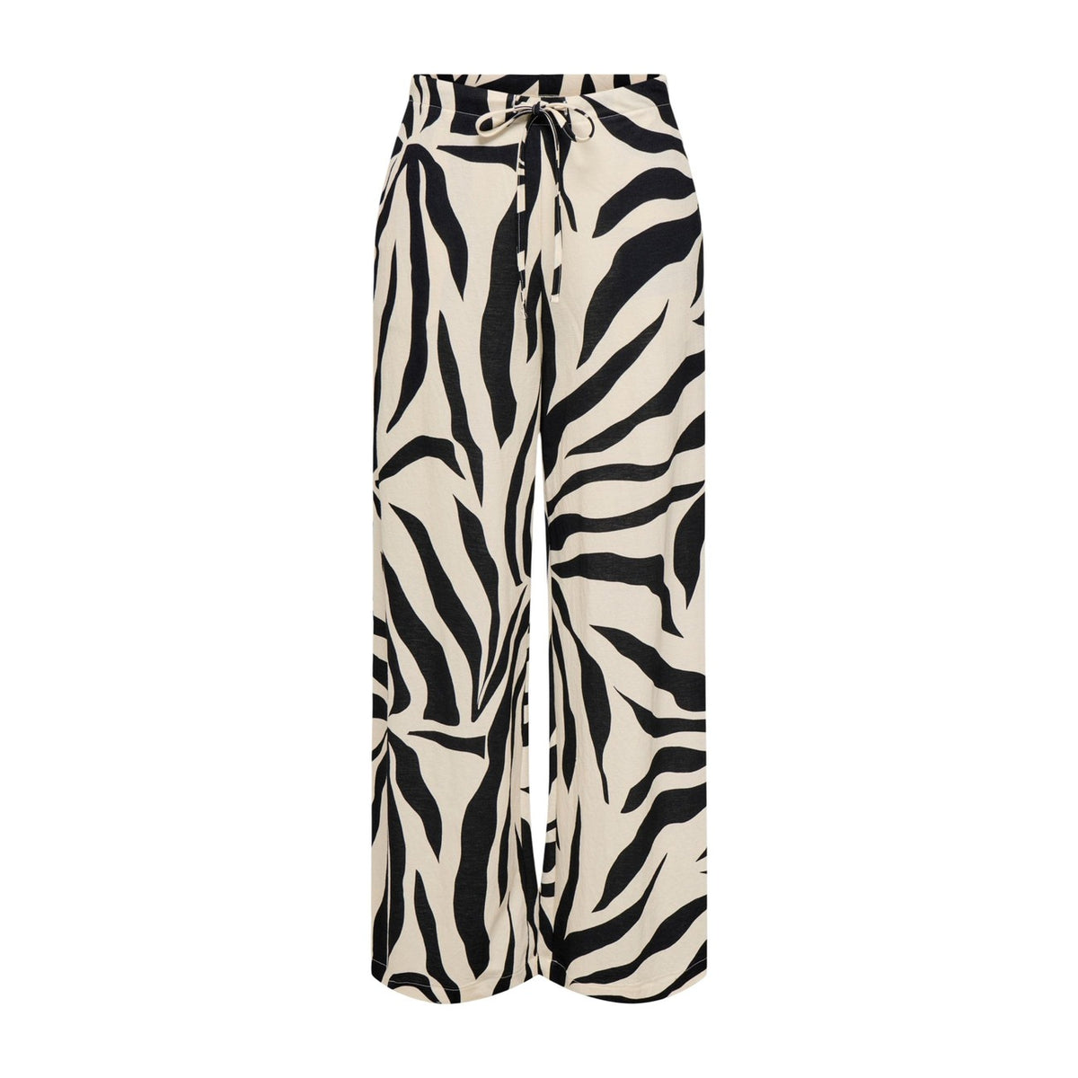 Pantaloni Only Onlsakura; 55% Viscosa, 45% Nylon. Stampa grafica, vita elastica con coulisse, gamba larga. Pantaloni a palazzo freschi, traspiranti e facili da abbinare per la PE26.