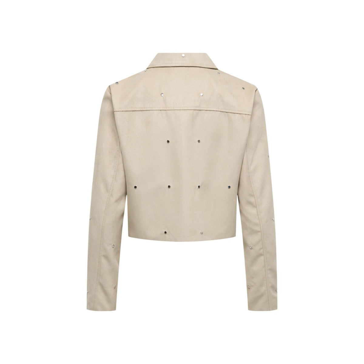 Giacca Jacqueline De Yong donna beige con cerniera maniche lunghe - vista posteriore retro