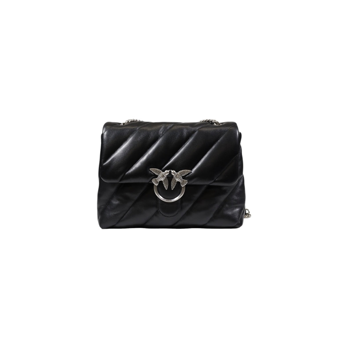 Borsa Pinko donna nera con bottone a gancio 100% pelle 32x24x11 cm - vista frontale