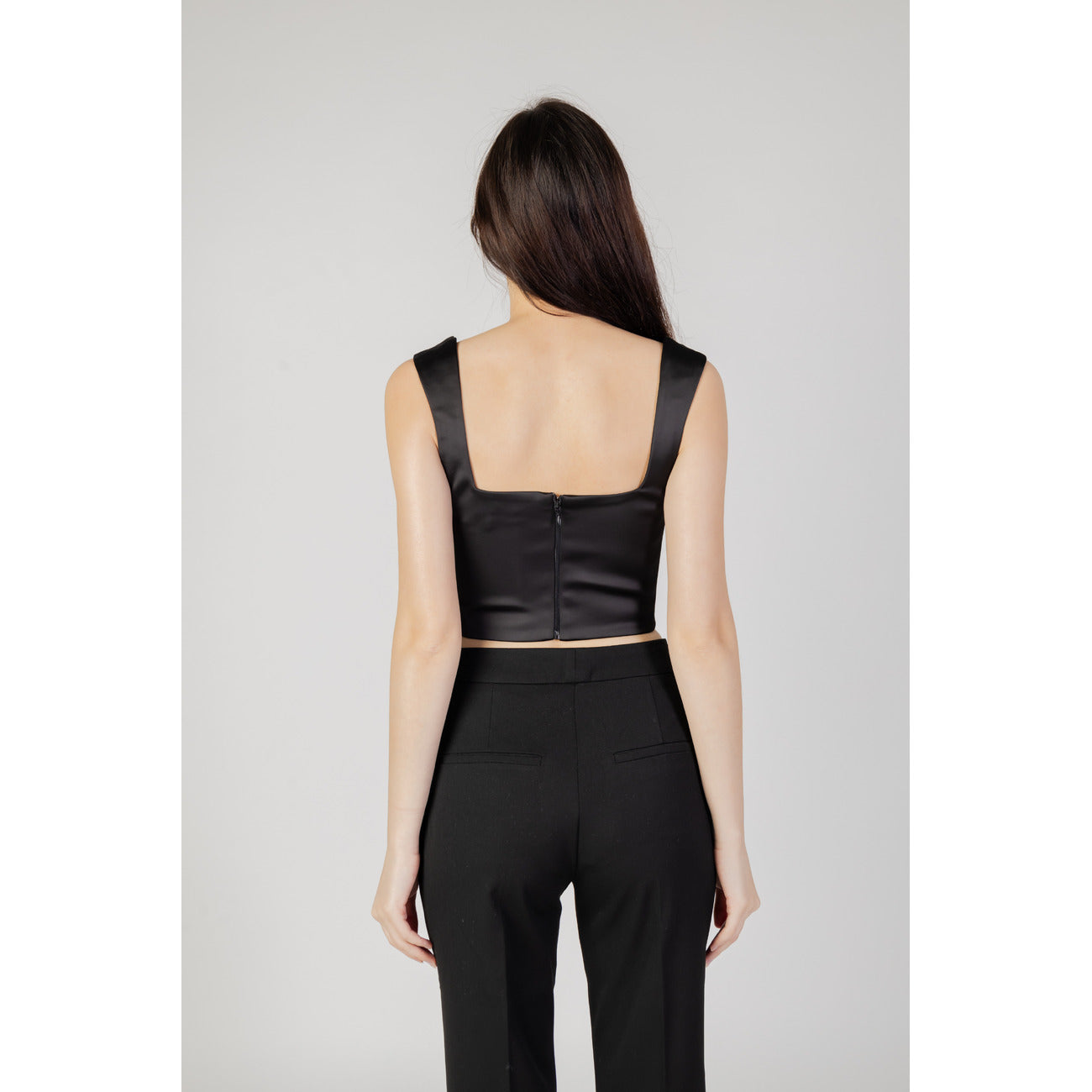 Silence Top Donna Nero con Spalline Scollo a Cuore 100% Poliestere Primavera/Estate NP1001 CAT