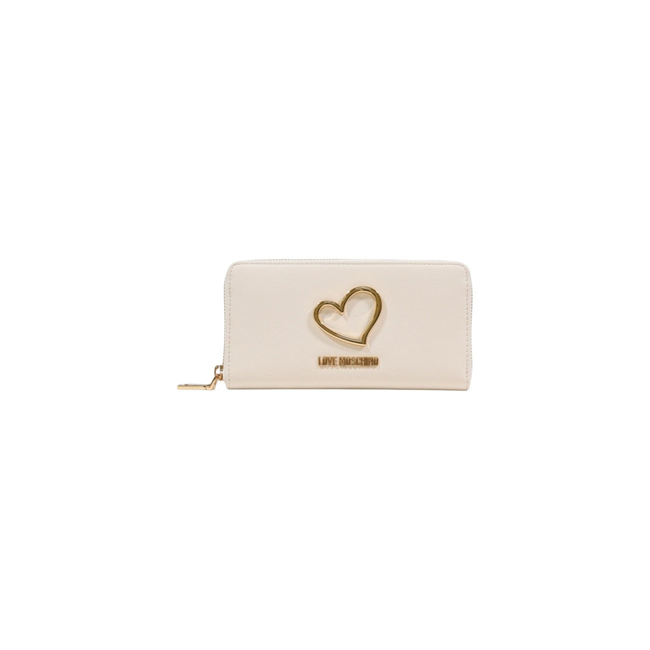 Portafoglio Love Moschino grande donna beige con cerniera tasche interne - vista frontale