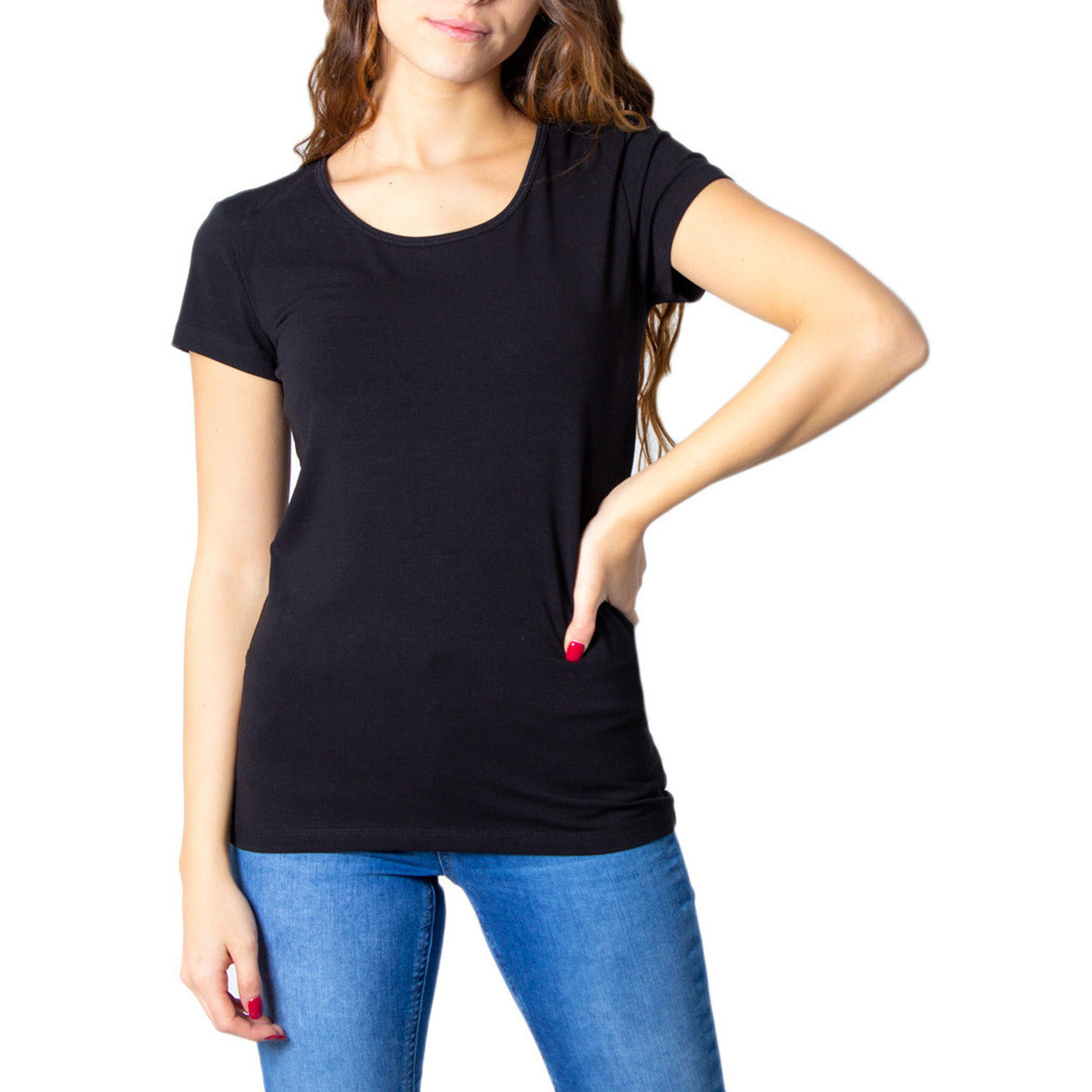 Only T-Shirt Donna Bianca Manica Corta Scollo Tondo 95% Cotone 5% Elastan Primavera/Estate 15205059
