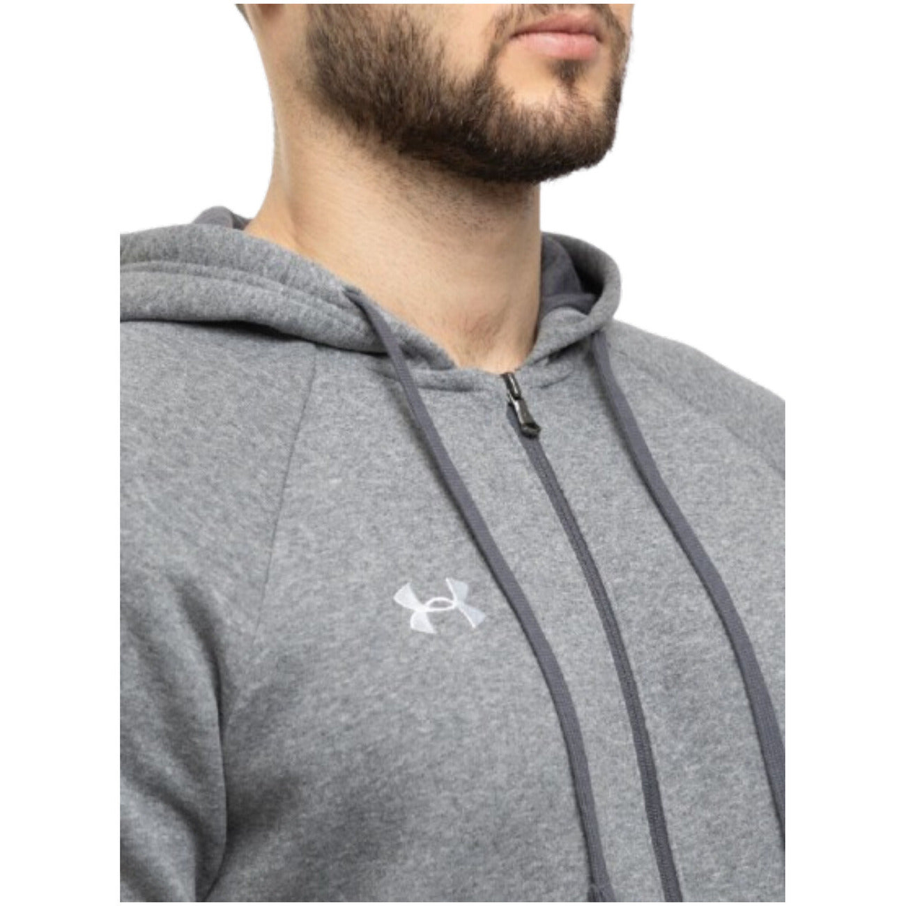 Under Armour Felpa Zip Uomo Grigia Cerniera Maniche Lunghe Cappuccio Tasche Anteriori Cotone 80% Poliestere 20% 1379767