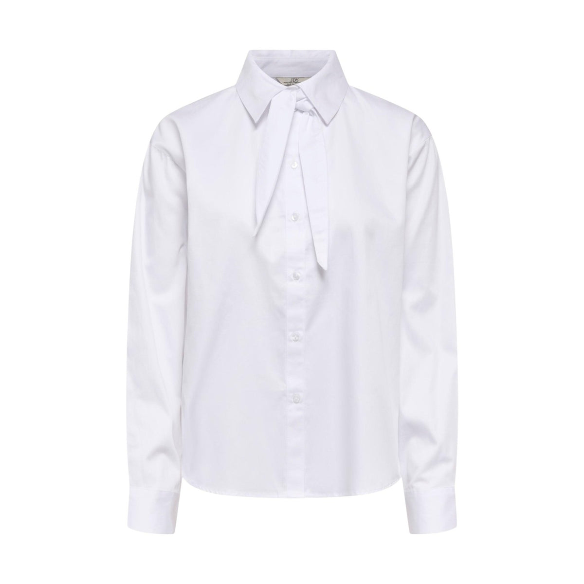 Camicia Jacqueline De Yong donna bianca con bottoni scollo tondo colletto classico - vista frontale dettaglio