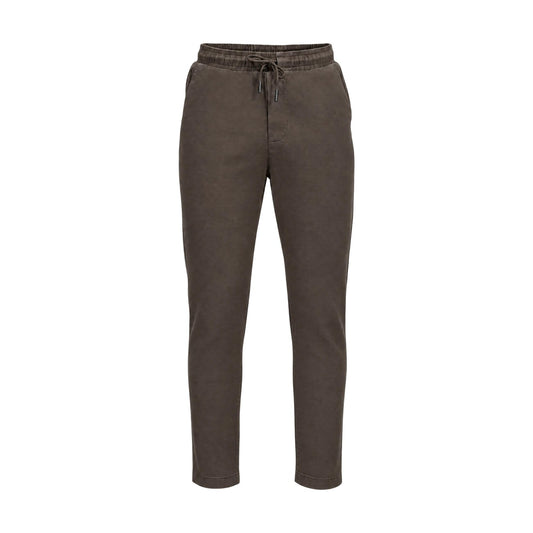 Pantalone marrone uomo coulisse Gianni Lupo GL5109BD-F26. Pantaloni casual mezza stagione in cotone elasticizzato con vita elasticizzata.