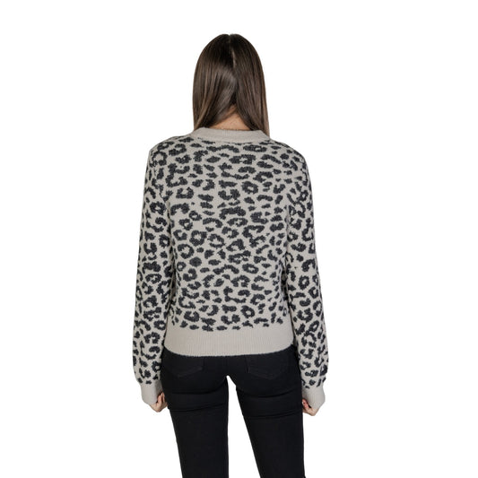 Maglia leopardata donna Jacqueline De Yong grigia – Pullover girocollo animalier JDY 15292890.