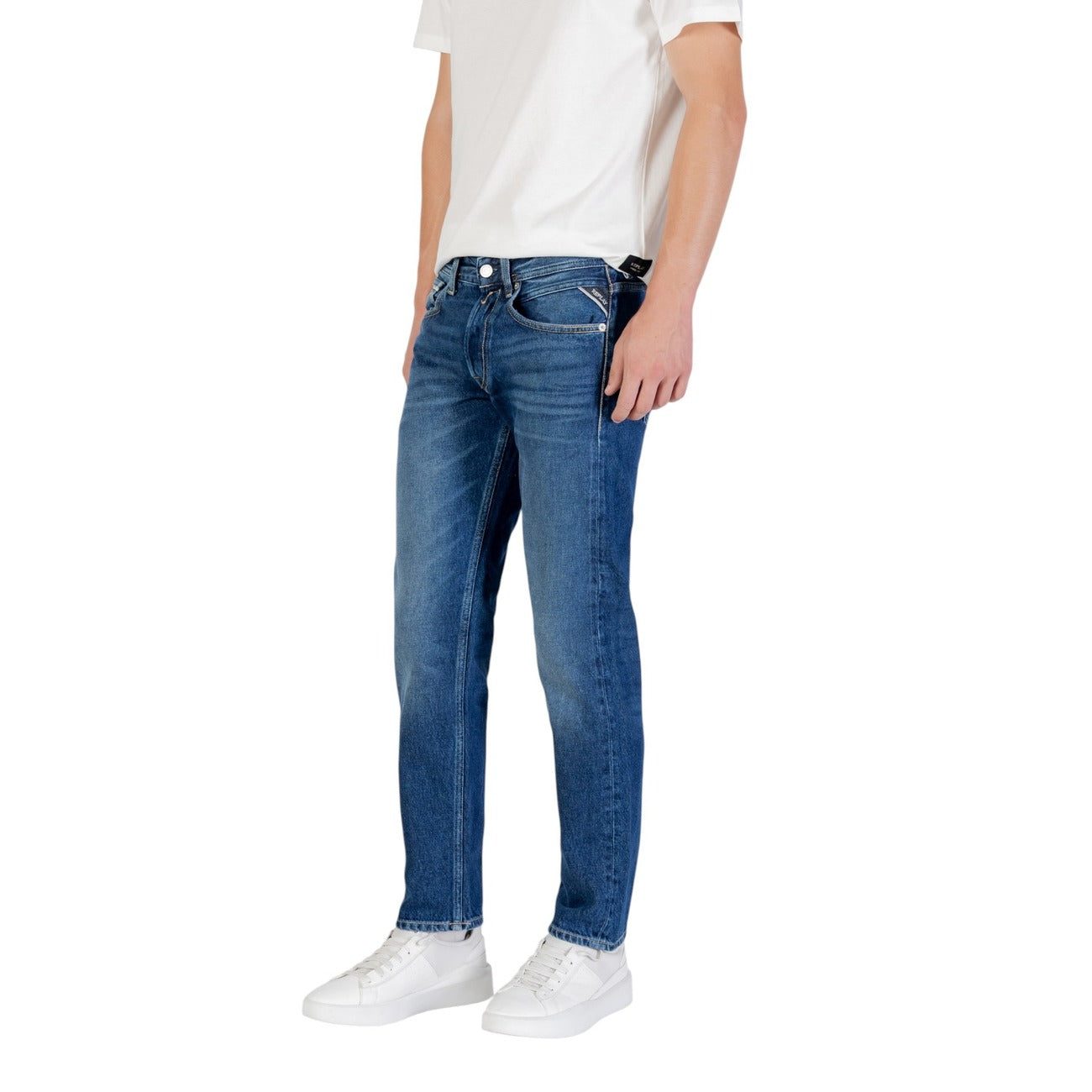Replay Jeans Uomo Blu Effetto Consumato in Cotone 100% con Zip e Bottone Tasche Anteriori e Posteriori Autunno/Inverno MA972.000.886 0C1
