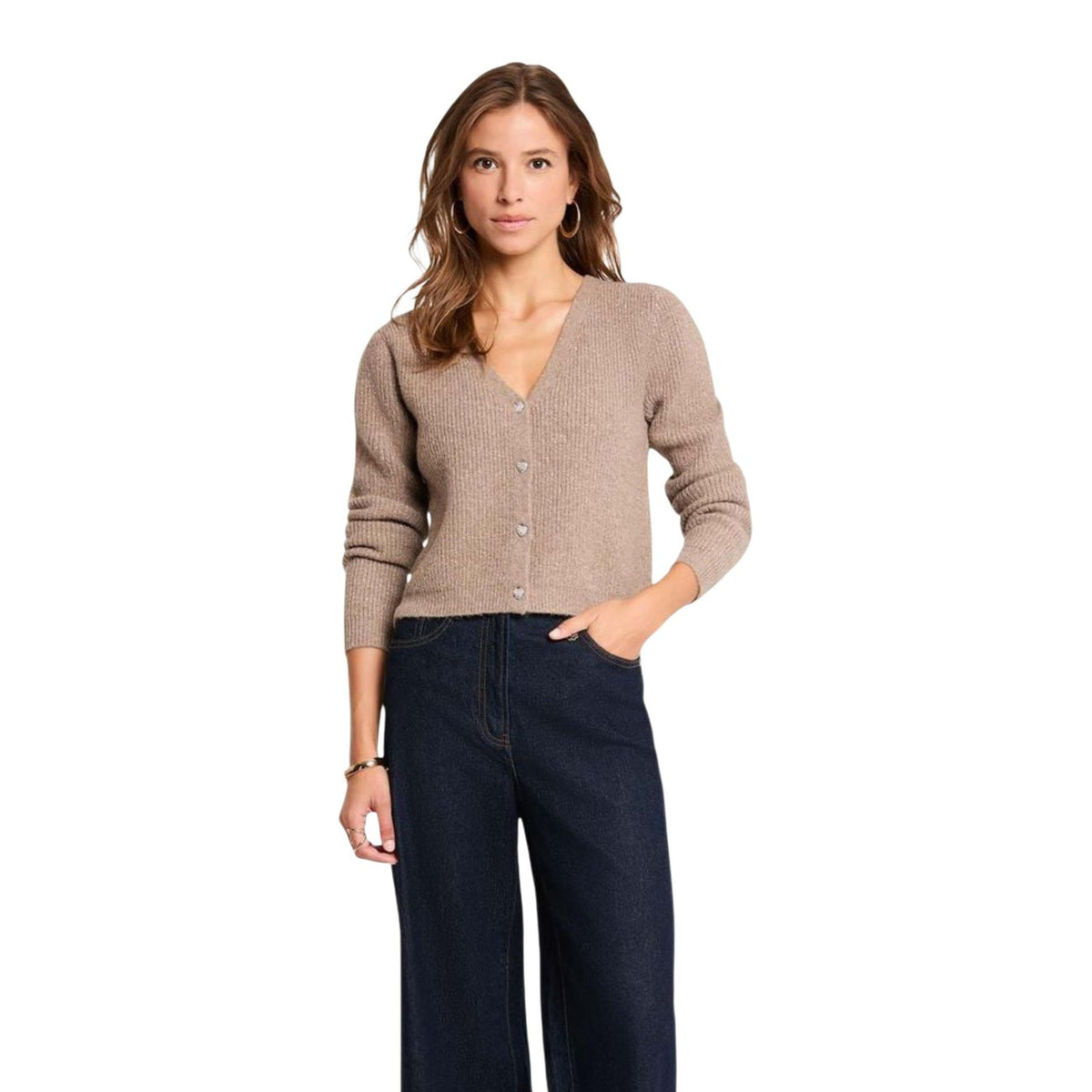 Cardigan donna Morgan De Toi beige – Maglia mezza stagione con bottoni sulla schiena 242-MIMO.